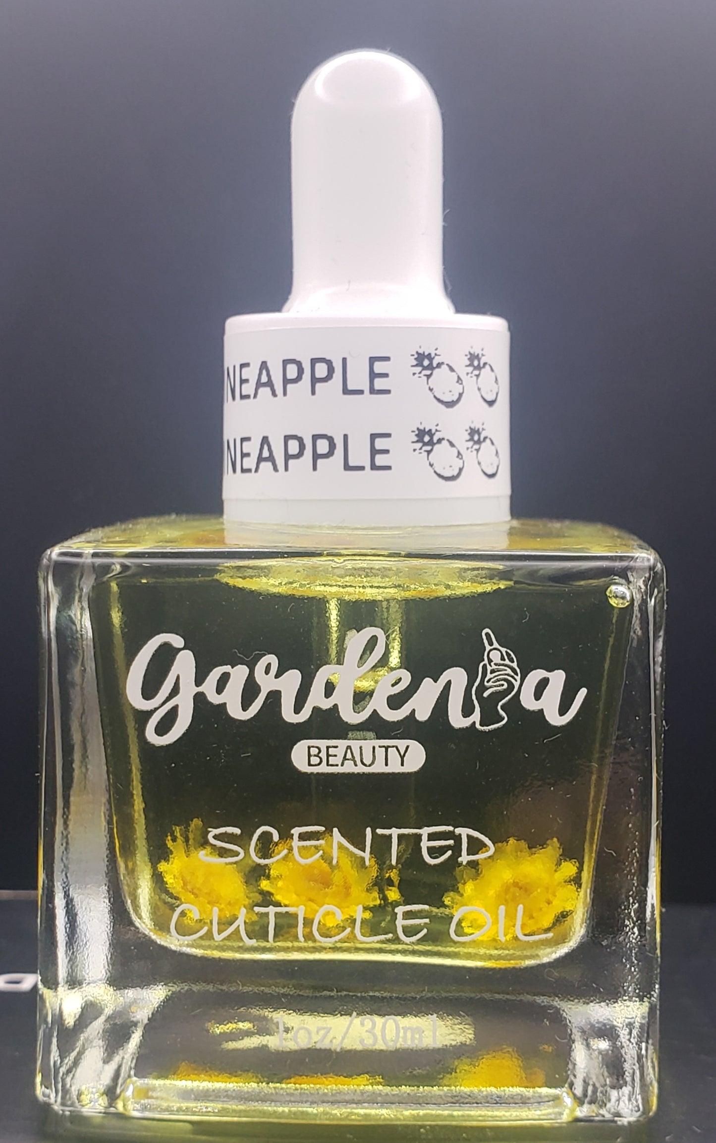 GARDENIA SCENTED CUTICLE OIL 1 OZ PINEAPPLE WITH DROPPER (YELLOW LIQUID)