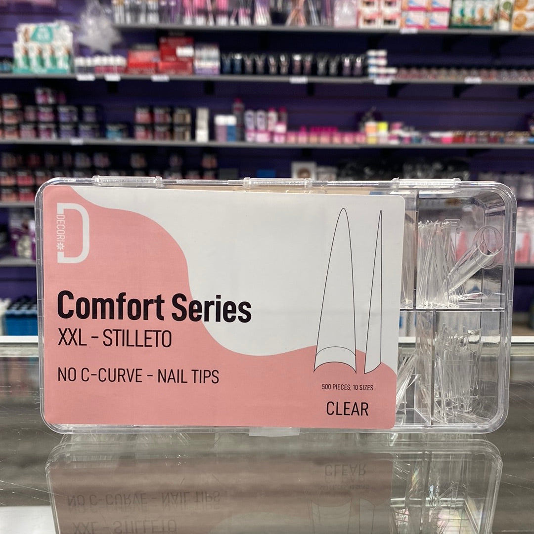 Decori Comfort Series XXL-Clear 500 PCs Nail Tip Box, No C Curve