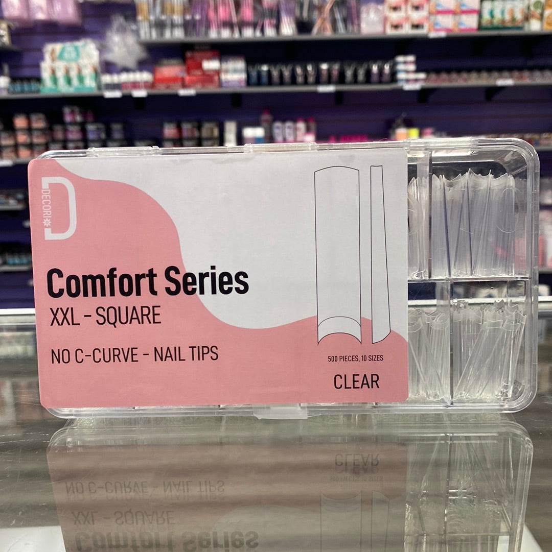 Decori Comfort Series XXL-Clear 500 PCs Nail Tip Box, No C Curve