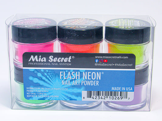 Mia Secret Flash Neon Nail Art Powder- 6 PCS