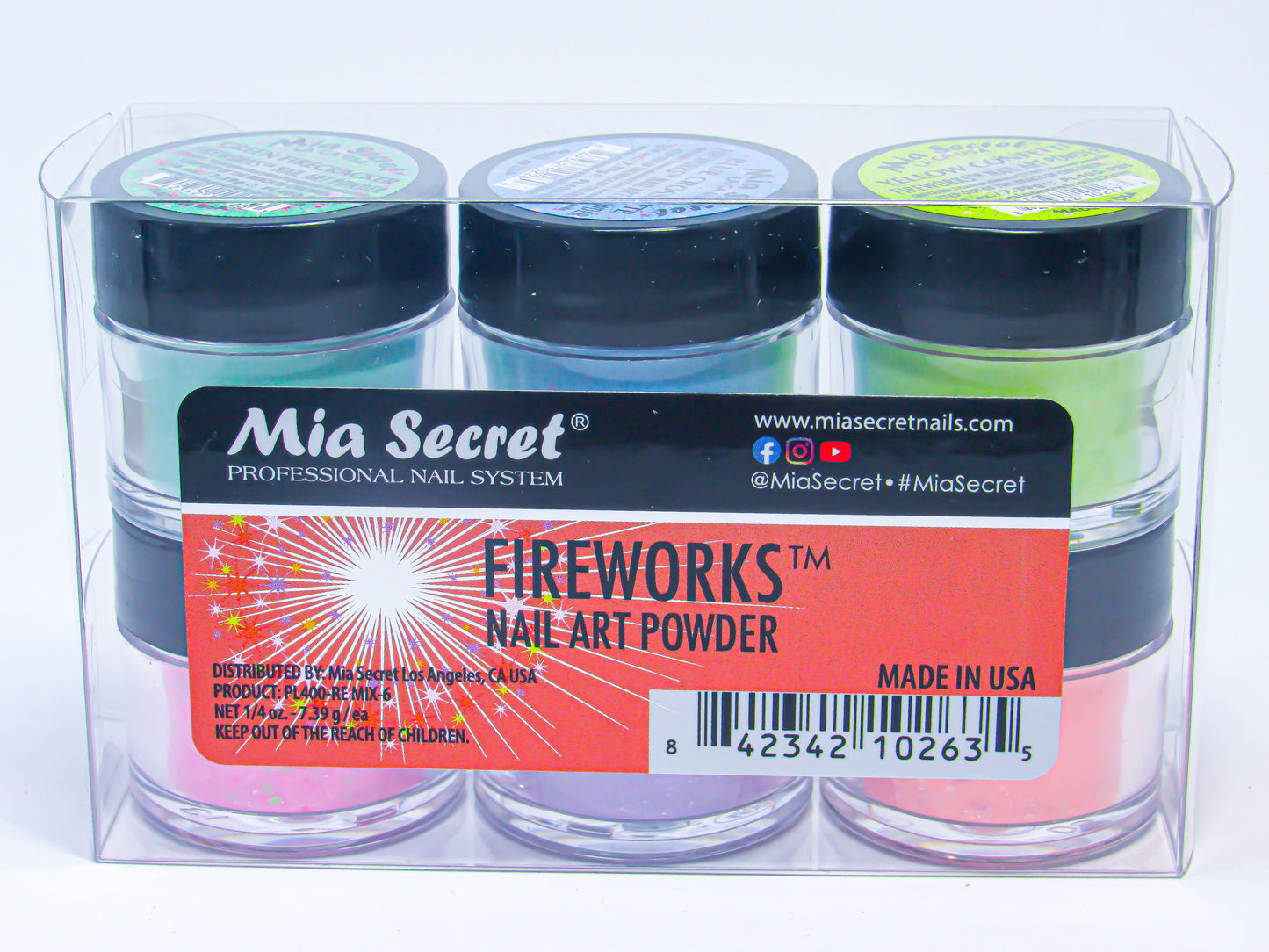Mia Secret Fireworks Nail Art Powder- 6 PCS