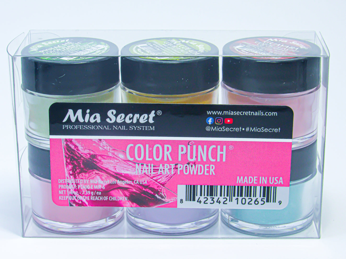 Mia Secret Color Punch Nail Art Powder- 6 PCS