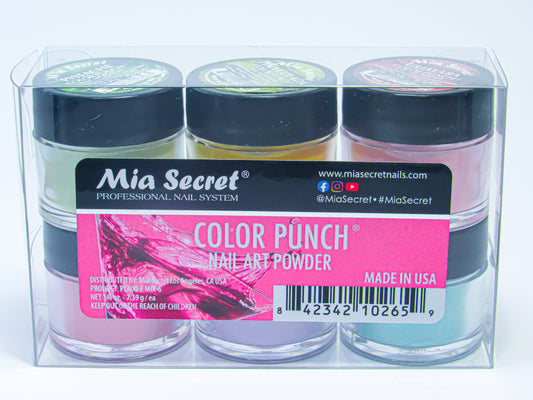 Mia Secret Color Punch Nail Art Powder- 6 PCS