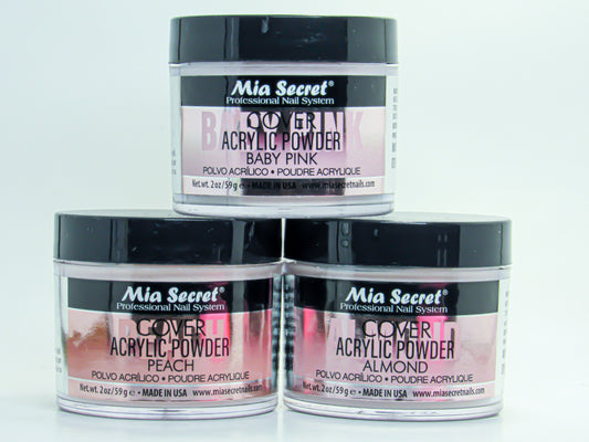 Mia Secret 2 OZ Cover Powders Set 1 (Baby Pink, Almond & Peach)