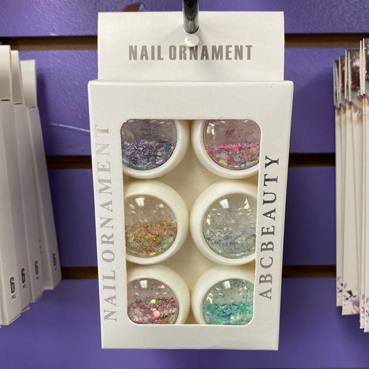 ABC Beauty Nail Ornaments- 6 PCs Glitter
