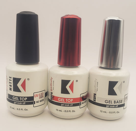 KUPA TRIO MATTE GEL TOP/GEL TOP/GEL BASE UV/LED CURE