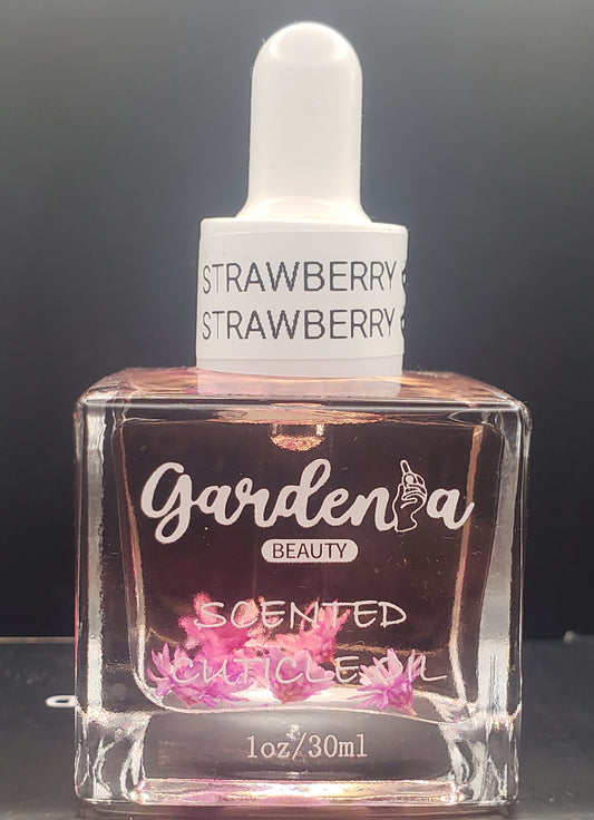 GARDENIA SCENTED CUTICLE OIL 1.OZ STRAWBERRY WITH DROPPER (PINK LIQUID)