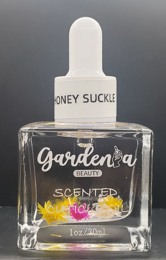 GARDENIA SCENTED CUTICLE OIL 1.OZ HONEY SUCKLE  WITH DROPPER (CLEAR LIQUID)