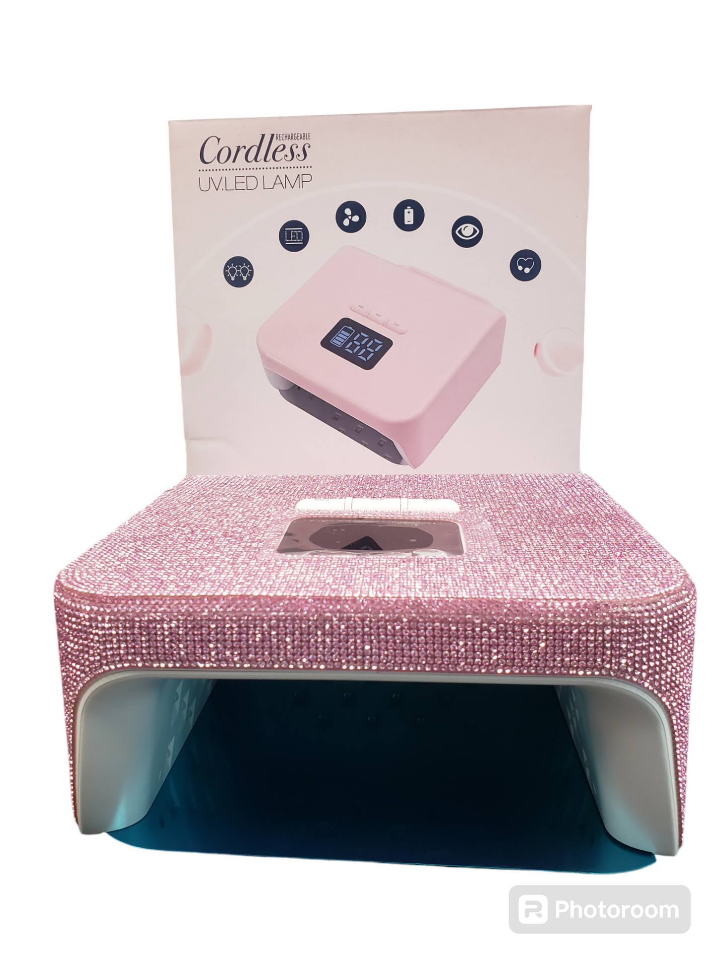 RECHARGEABLE CORDLESS WITH PINK DIAMOND UV. LED LAMP 220W