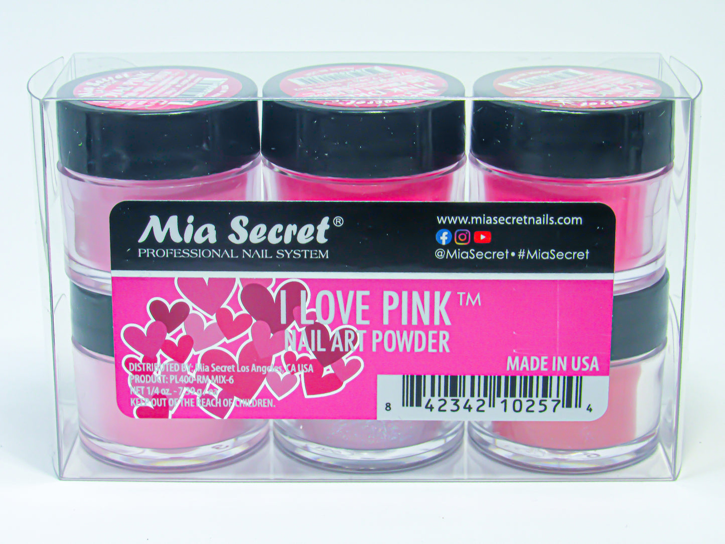 Mia Secret I Love Pink Nail Art Powder- 6 PCS