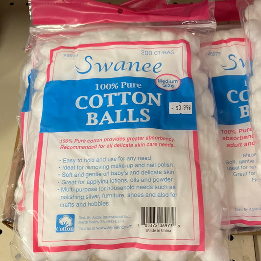 Swanee 100% Pure Cotton Balls 200 Ct